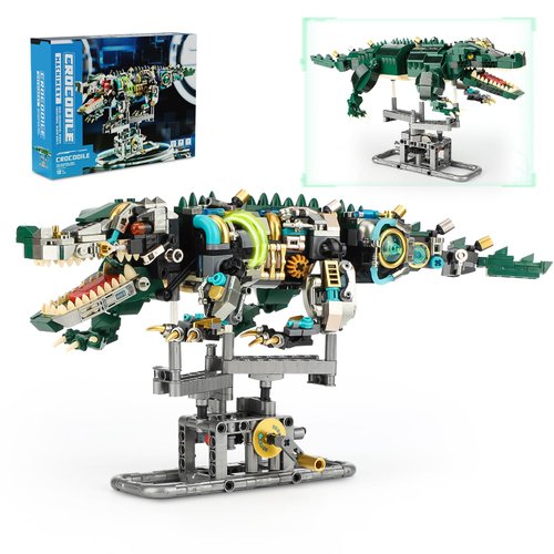 YEECHAO Ideas Mechanical Crocodile Building Set, Jurassic Animal Toy with Display Stand and Light, Compatible with Lego Dinosaur, STEM Creative Gift for Adults Teens Boys Age 8-12 (996 PCS)