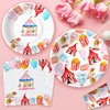 HIPVVILD Circus Carnival Birthday Party Supplies, Circus Theme Party Decorations Dinnerware, Carnival Party Plate, Circus Plate, Cup, Napkin, Circus Party Supplies For Birthday Baby Shower | Serve 24