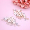 Oriamour Handmade Wedding Hair Comb Bridal Hair Accessories With Ceramics Flower,Flower Bridal Hair Clip Side Combs Hair Pieces for Wedding (Silver)