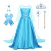AHLPO Elsa Dress for Girls Princess Dress Up Halloween Cosplay Elsa Costume Fancy Dress Birthday Outfit with Accessories