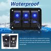 Toggle Switch Panel 3 Gang Aluminum Switch, 12V/24V Rocker Switch Panel, Waterproof On-Off Car Boat Switch, Blue LED Switch Panel for Marine Boat Automotive Car RV Truck Vehicles