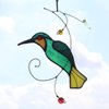 HAOSUM Hummingbird Stained Glass Window Hangings Suncatcher Gift for Mom Stained Glass Bird Garden Patio Decor (6.3"×4.7”)