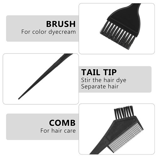 Aeaocvo 4 Pcs Professional Hair Dye Brush Set, Hair Coloring Brush Kit, Hair Dye Applicator Brush for Salon and Home Use, Tinting Combs for Precise Application (Black)