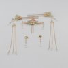 Leadigol Ancient Chinese Tassel Hair Accessories Set,Alloy Hair Sticks Pins Long Tassel Hanfu Hair Comb/Earrings Set Traditional Classical