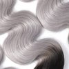 Gray Bundles Ombre Body Wave Bundles Human Hair 8A Two Tone Black And Silver Bundles Human Hair 1 Bundle 30 Inch Two Tone Grey Body Wave Bundles Remy Hair Extensions
