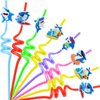 24Pcs Reusable Cute Shark Birthday Party Favors Pool Party Supplies Beach Drinking Party Straw for Shark Party Favors