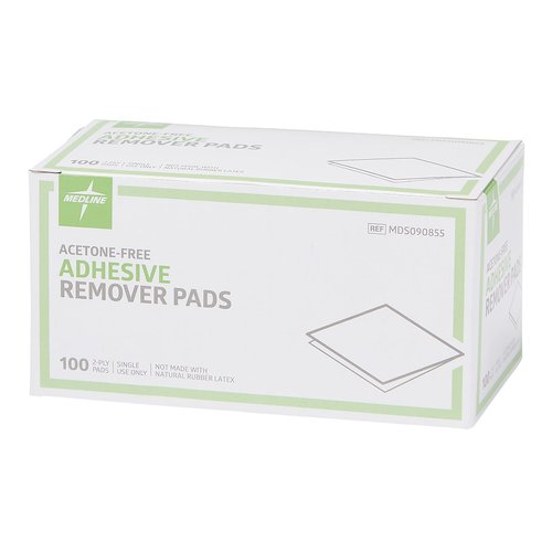 Medline Adhesive Remover Pad, Acetone-Free, 2-Ply Pad, 100 Count (Pack of 10)