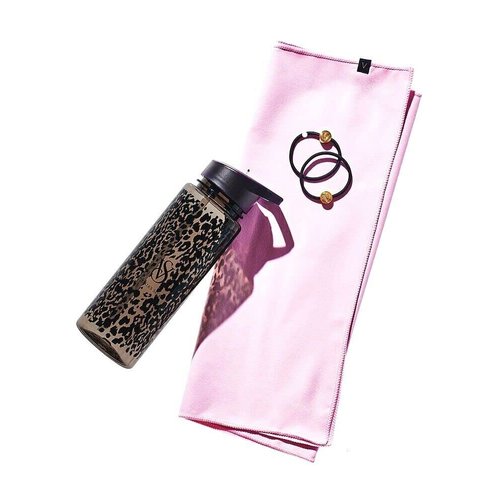 Victoria's Secret Leopard On Point Exercise Workout Kit Water Bottle Hair Ties Towel