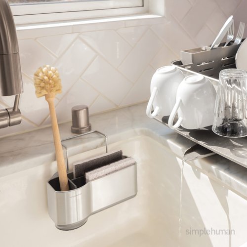 simplehuman Sink Caddy Sponge Holder, Brushed Stainless Steel