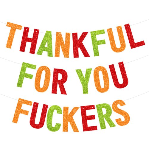 Thankful for You Banner, Glittery Thanksgiving Banner for Mantel Font Porch,Thanksgiving Banner D...