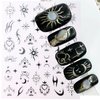 Laser Silver Nail Art Sticker Decal Sun Moon Butterfly Design Nail Decals 3D Self-Adhesive Nail Art Supplies Love Heart Flower Flame Nail Art Sticker Decoration for Women Manicure Supplies (6Sheets)