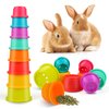 SKYWHALE Bunny Toys, Stacking Cups for Rabbits, 8PCS Stackable Plastic Pet Nesting Snack Cup, Chinchilla, Guinea Pig and Parrot Enrichment Toys for Hiding Food and Playing