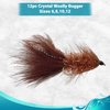 Feeder Creek Crystal Woolly Bugger Fly Fishing Flies | Fly Fishing Lures | Trout Flies | Bass Flies | Streamer Flies | 12pc Handmade Wet Streamer Flies for Freshwater Fishing, Brown