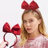 AEGYPIUS Big Bunny Ears Headband Furry Rabbit Ear Headband Big Red Bow Headbands for Women Red bow headband Hair Band Bow Headdress for Girls Perfect Hair Accessories for Party and Cosplay