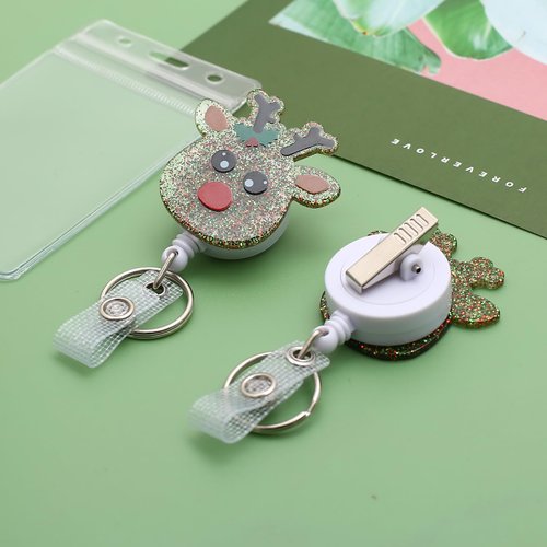 3 Pack Christmas Badge Reel Retractable, Nurse ID Name Card with Alligator Swivel Clip, Cute Elk Snowman Christmas Tree Badge Holder for Nurse Student