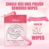 NXJ INFILILA Nail Polish Remover Pads, Nail Polish Remover Wipes, 50PCS Quick Nail Polish Remover Wipes, Individually Wrapped Nail Polish Remover Wet Wipes for Removing Nail Polish