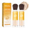 2 Pcs Mineral Sunscreen Setting Powder SPF50 PA++ for Face,Long-Lasting Oil Control Sunscreen Brush Powder,Matte Transparent Facial Powder Sunscreen,All Skin