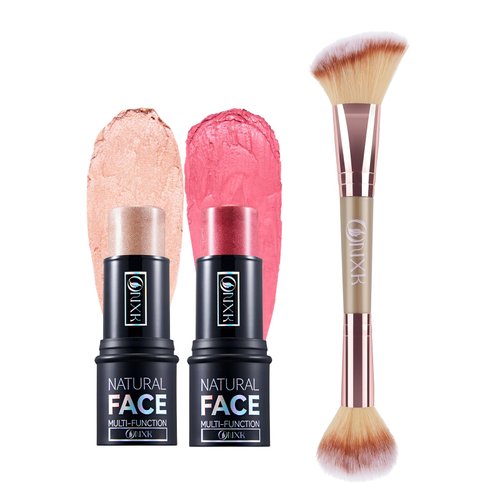 ONXK Multi-Use Makeup Blush Stick - Cream Blush and Shimmer Highlighter Natural Non-greasy & Waterproof Blush for Cheeks Face Beauty Makeup Kit(Including Makeup Blush)