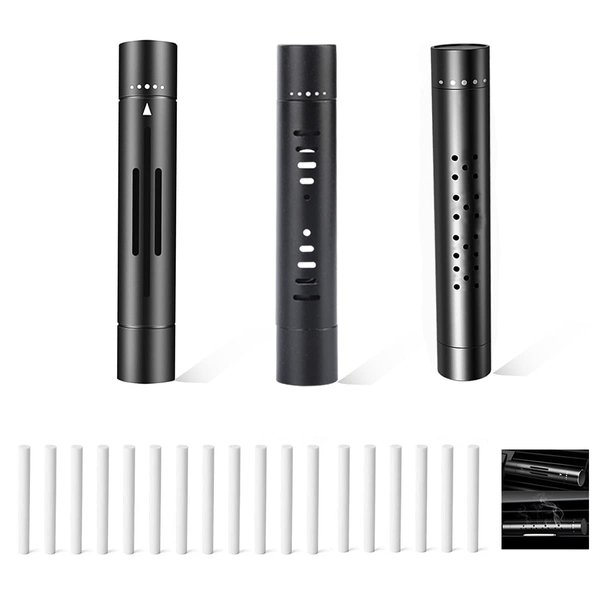 3 Packs Car Diffuser Vent Clip, Cylindrical Essential Oil Car Vent Clips Aroma Diffuser with 18 Refill Sticks for Car, Office, Bathroom, Kitchen, Pet Houses