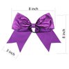 Cheerleader Bows Cheerleading 8 inch Sparkle Glitter Ponytail Holder Hair Tie School for High School College Girl Team Sports 6 Pcs … (Purple)