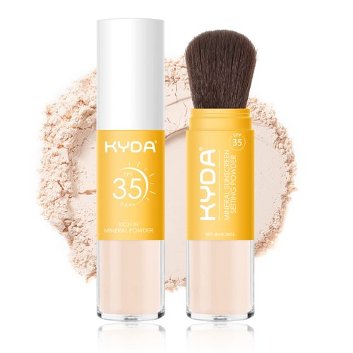 KYDA Mineral Sunscreen Setting Powder, SPF 35, Translucent, Mineral Brush Powder, Oil Control Natural Matte Finish, Lasting Lightweight Breathable, for All Skin