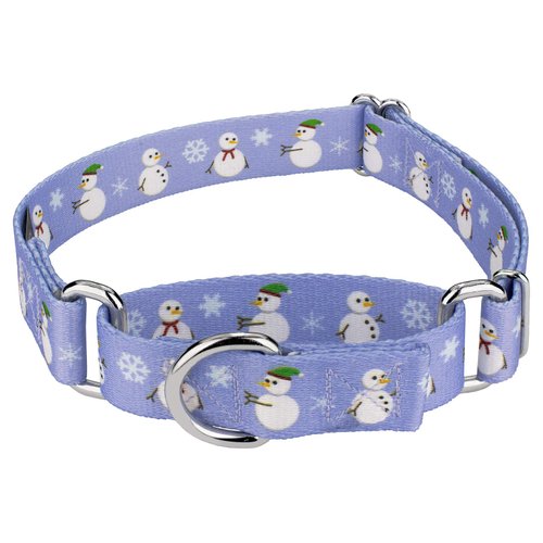 Country Brook Petz - Snowman Martingale Dog Collar - Christmas Collection Featuring Festive Designs (1 Inch, Medium)