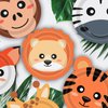 UROINEPA 60PCS Safari Jungle Wild Animal Party Supplies Disposable jungle zoo animal Shaped Paper Plates for Birthday Party, Baby Shower and jungle safari theme party decorations