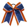 New "CONFETTI DOTS Orange Blue" Cheer Bow Pony Tail 7 Inch Girls Hair Bows Cheerleading Dance Practice Football Games Competition Birthday Grosgrain Ribbon