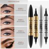 2 in 1 Eyebrow Microblading Pen, 2024 New 3D Microblading Eyebrow Pen Tattoo Pencil 4 Fork Tip, Waterproof Magic Microblading Eyebrow Pencil for Natural Makeup Last All Day - 9704#Black