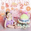 Two Groovy Party Hanging Swirls Decorations, Groovy Birthday Theme Ceiling Foil Swirls Party Supplies for 2 Year Old Girl Retro Hippie Boho Party Decor