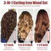 3 in 1 Curling Wand Set - SIQUER Hair Waver Curling Iron for Women with 3 Interchangable Ceramic Beach Waves Wands 1/2 Inch to 1 1/4 Inch Fast Heating Up Hair Curler with Box (Rose, Black)