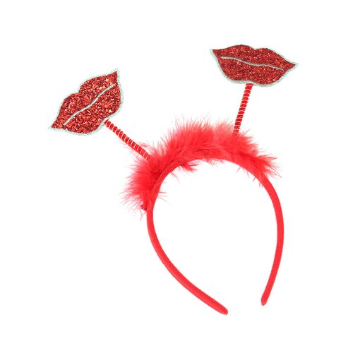 Dzrige Red Lips Head Bopper Headband Valentine's Day Kiss Lips Headband Glitter Lips Hair Band Hoop Sequin Holiday Hair Accessoires for Valentine's Day New Year Wedding Birthday Party Gift