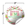 You're The Bomb Merry Christmas Themed Hot Cocoa Bomb Packaging Sticker Labels, Total of 40 2" Circle Stickers (20 Sets of 2) by AmandaCreation