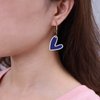 Sttiafay Vintage Blue Heart Earrings Enamel Heart Drop Earrings Acrylic Love Heart Earrings C Shape Hoop Earrings Gold Open Circle Earrings Jewelry for Women