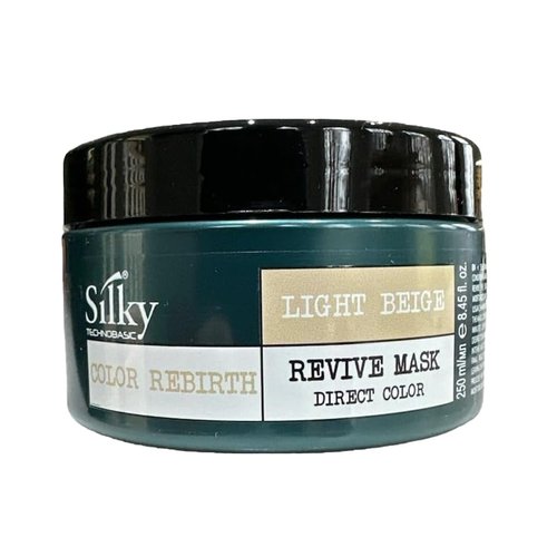 Silky Technobasic Light Beige Revive Mask - Color Depositing Hair Mask - Vegan Friendly Organic Hair Mask - Semi-Permanent Hair Color Mask with Hydrating & Restoring Action for Dry Hair - 250ml/8.45oz