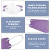 5 Layer Protection Disposable Adult Face mask with 3-Panel Flat Fold Design Structure for Indoor & Outdoor Usage│Made in USA - (5 pcs) (Lavender Purple)