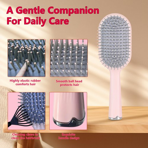13pcs Hair Brush Set With Rat Tail Comb Fish Handle Wide Comb Detangling Hairbrush Women Chirstmas Gifts Salon Hair Styling Tool Partner At Home Straight And Smooth Paddle Brushes Pink