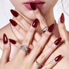 GLAMERMAID Cherry Red Press on Nails Medium Almond, Handmade Jelly Soft Gel Dark Red Glue on Nails Stiletto, Burgundy Emo Fake Nails Short Oval, Reusable Acrylic Stick on False Nails Kit for Women