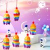 Yinkin 50 Pcs Sand Art Bottle Necklaces DIY Sand Art Craft Kit with 10 Pcs Plastic Mini Funnels Christmas Plastic Bottles for Kids Craft Christmas Party Favors, Sand Not Included (Rocket Style)