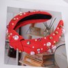 baotongle Christmas Headband for Women Valentine's Day Xmas Red Peal Headband Embellished Crystal Pearl Knotted Headbands Knot Holiday Headband Christmas Hair Holiday Gifts (Red, 38x13m/15x5.1inches)