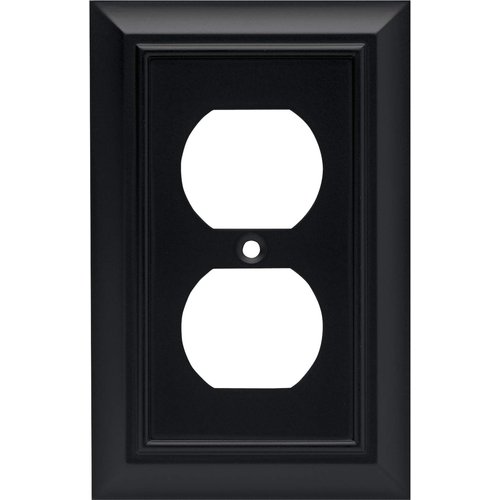 Franklin Brass 64218 Architectural Single Duplex Outlet Wall Plate / Switch Plate / Cover, Flat Black, Packaging May Vary
