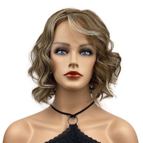 Wiginway Short Wavy Soft Heat Resistant Fiber Synthetic Wigs Natural Looking Premium Hair for Women 10 Inch Golden Blonde