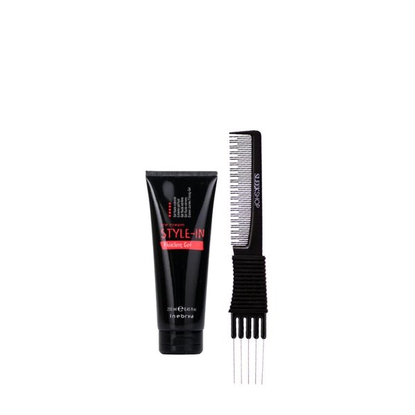 kuss Inebrya Ice Cream Style-In Fluiding Gel (8.45 oz) with Teasing Comb Pack of 1, Black