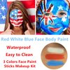 Go Ho 3 PCS Red White and Blue Face Paint Stick - Waterproof Eye Black Stick,Face Body Paint Professional Halloween SFX Corpse Bride Sally Makeup,4th of July Face Paint &Lip Smacking Sticks