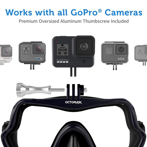OCTOMASK - Frameless Dive Mask w/Mount for All GoPro Hero Cameras for Scuba Diving, Snorkeling, Freediving (Black)…