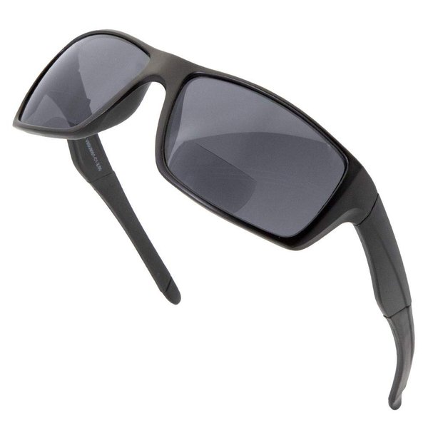VITENZI Bifocal Sunglasses for Men and Women Sport Wrap Around Reading Sun Tinted Glasses with Readers - Palermo in Black 1.75