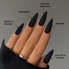 LoveOurHome 100pc Stiletto Press on Nails Long Matte Artificial False Nails Full Cover Acrylic Nail Tips Halloween Manicure Design Decor for Women Girls Salon Home DIY (Black)
