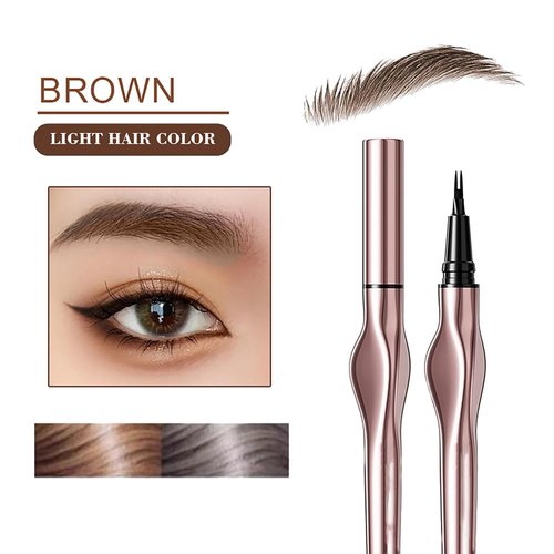 Easilydays Brown Eyebrow Liquid Pencil with Two Tipped Micro-Fork, Waterproof & Smudge Proof Liquid Eyeliner Felt Tip Applicator, High Pigmented Liner, Long-Lasting, Quick Drying for Women, 01 Brown