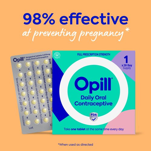 Opill, Daily Birth Control Pills, Over-The-Counter Progestin-Only Oral Contraceptive, FDA-Approved & Estrogen-Free, 84 Count