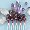 JWICOS Purple Wedding Hair Comb Clip Leaf Hair Comb for Bride Handmade Wedding Purple Crystal Side Comb for Women Party Special Occassion